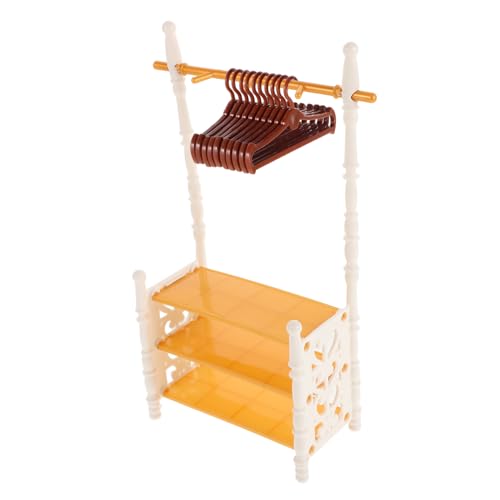 Kisangel 1 Set Puppe Kleidung Lagerung Rack Mit Kleiderbügel Baby Kleidung Rack Für Baby Dusche Haustiere Puppen von Kisangel