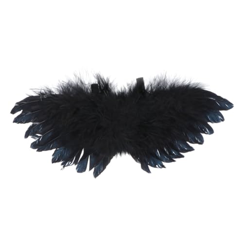 Kisangel 1 Stück Flügel Federn federkleid Schauspielzubehör Attraktiv DIY Dekoration Puppen Dekoration Cosplay Kostümzubehör Kleidung Party-Layout-Requisite DIY Schmuck DIY-Verzierung Black von Kisangel