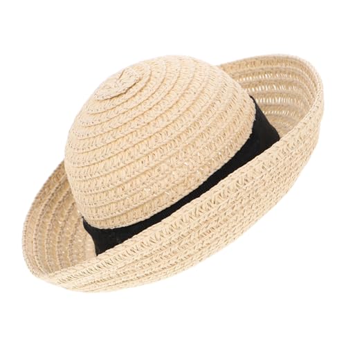 Kisangel 1 Stück Puppe Strohhut Mini-Puppen Mädchen wiedergeboren Rand Puppenhauszubehör bastelset basteln für spielzeuge puppenzubehör Puppenstroh Miniatur-Puppenhüte Beige von Kisangel
