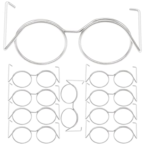 Kisangel Schnapsgläser 10 Paar Puppenbrillen Metalldrahtrand Klare Gläser Brillen Kleine Puppenbrillen Mini-Sonnenbrillen Puppen-Anziehbrillen Mini-Puppen Kostümzubehör (Silber) Spielzeug von Kisangel