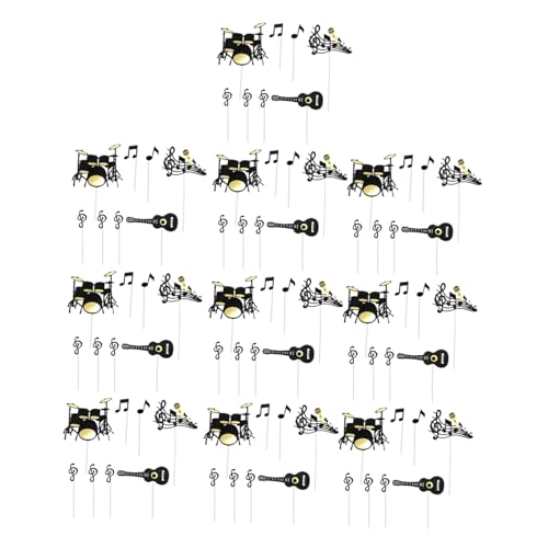 Kisangel 10 Sätze Kuchendekoration Gitarren-partydekorationen Cupcake-topper Zum Thema Musik Kuchendeckel Für Geburtstagsfeiern Cupcake-topper Mit Musiknoten Papier Schwarz von Kisangel