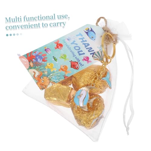 Kisangel 10 Sets Goodie Anhänger Dekoration Darunter – Geburtstagsseil Gastgeschenke Tropisches Thema Muschelringe Klassenzimmer Charms Fisch Meer von Kisangel