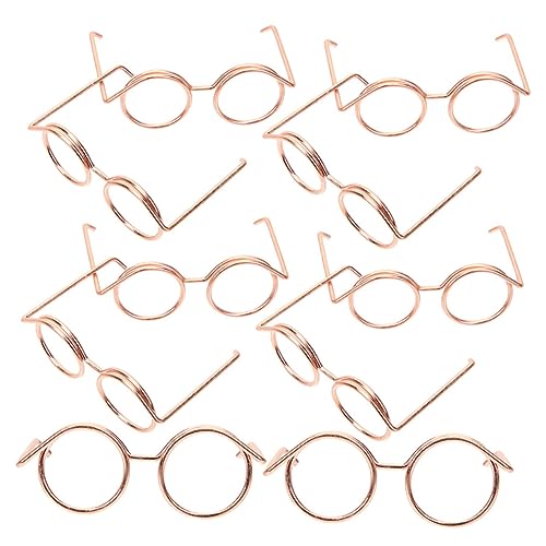 Kisangel 10 Stück Mini-Brille für Puppe Halloween Gläser Brillenrequisiten zum Anziehen Requisiten Brille kleine Sonnenbrille zum Basteln Bastelbrille lustige Brillendekore Metall Roségold von Kisangel