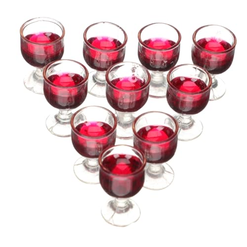 Kisangel 10 Stück Miniatur Weingläser für Puppenhaus Teiliges Rotes Cocktailglas Deko für Micro Food Puppen Brillen und Miniatur Dekoration von Kisangel