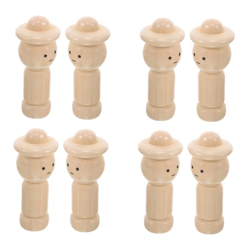 Kisangel 10 Stück Teiliges DIY Holzpuppen für Naturbelassene Unbemalte Peg Dolls für Bastelarbeiten Bemalbare Holzfiguren als Kreatives Kinderkunsthandwerk von Kisangel