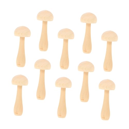 Kisangel 10 Stück Teiliges Diy Holzpilz Bastelset für Naturbelassene Holzfiguren zum Bemalen Kreatives Holzspielzeug Fördert Fantasie und Kreativität Mitgebsel für Kindergeburtstag von Kisangel
