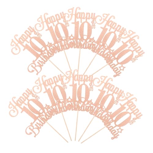 Kisangel 10 Stück Teiliges Glitzer Geburtstags Cake Topper Pinke Dessert Dekoration Einfache Anwendung Leicht und Kompakt für Kindergeburtstag und Jubiläumsparty von Kisangel