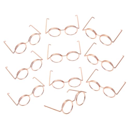 Kisangel 10 Stück Teiliges Mini Metall Doll Brillen ohne Gläser Runde Puppen Accessoires in Roségold Verkleidungsbrillen für Rollenspiele und Puppendekoration von Kisangel