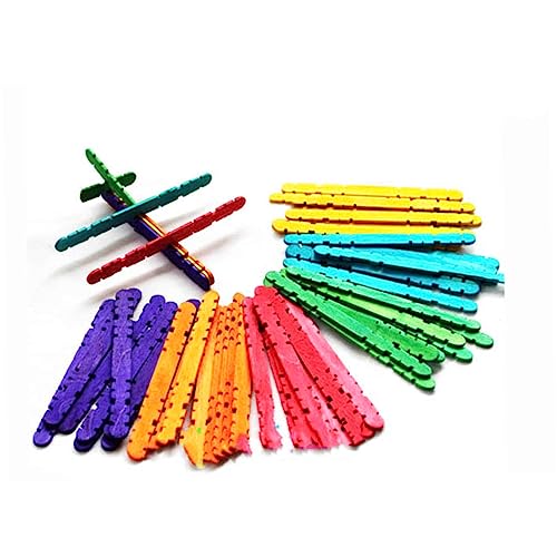 Kisangel 100 Stück Farbige Holzstäbchen für Teiliges Natürliche Diy Bastelmaterial für Projekte Modellbau von Kisangel