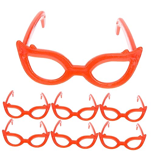 Kisangel 100 Stück Puppenbrille Zubehör für Puppen Mini doll Accessories Puppen Kleidung schnapsgläser Puppengläser zum Basteln Hundebrille für kleine Hunde Plastik rot von Kisangel