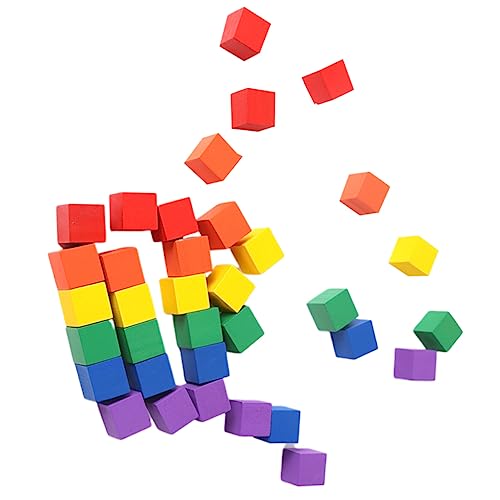 Kisangel 100 Stück farbige Holzblöcke Bastelwürfel kleiner Holzwürfel Würfel selber machen quadratischer Holzblock kleiner Block Bambus von Kisangel