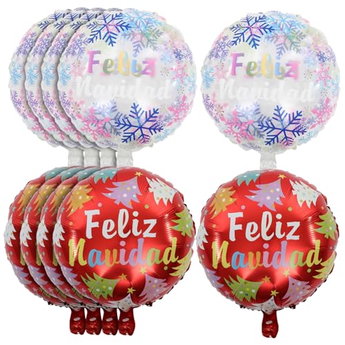 Kisangel 10Stücke Weihnachtsballons Folienballons Mit Feliz Design Für Weihnachtsfeiern Und Kindergeburtstage Dekoration Für Weihnachten Luftballons von Kisangel