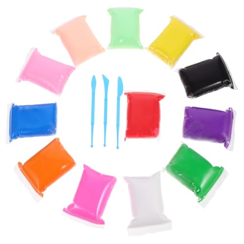 Kisangel 12 Packungen Teiliges DIY Modelliermasse für Ultraleichte Flexible Knetmasse in Bunten Farben Einfach und Mischbar für Bastelprojekte und Kreatives von Kisangel