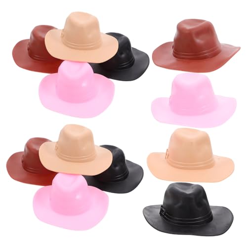 Kisangel 12 Stück Cowboyhutspielzeug puppenhauszubehör kleinspielzeug Puppenhut Set Kunststoff Puppenhut Zoll Puppenhut kleine Hüte für Kuchendekor Mini-Hüte für Puppenhäuser Plastik von Kisangel