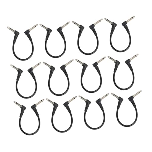 Kisangel 12 Stück Guitar Patch Kabel Robuste Verbindungsleitungen für Musikinstrumente für Effektpedale Gitarre Bass und Mischpulte Schwarz von Kisangel