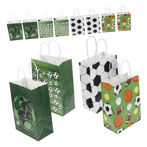 Kisangel 12 Stück Kraftpapiertüten Geschenktüten Goodie Bags Fußball Geburtstagsparty Dekorationen Süßigkeitentüten Mit Fußball Thema Fußball Partytüten Fußball Motto Partytüten von Kisangel