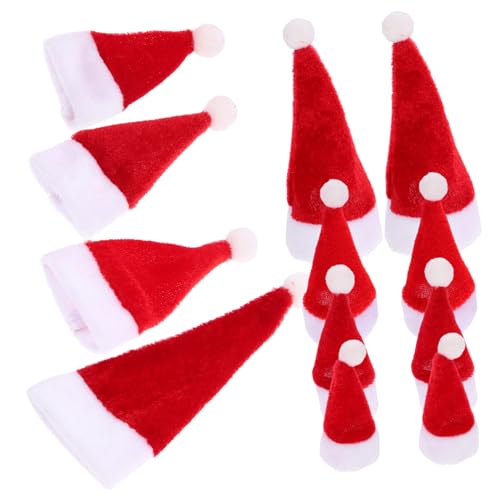 Kisangel 12 Stück Mini Weihnachtsmütze Set Teiliges Xmas für Weinflaschen Tischdekoration Rote Santa Hüte für Festliche Anlässe Familienfeiern Weihnachtszubehör für Romantische von Kisangel