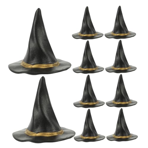 Kisangel 12 Stück Miniatur Hexenhüte für Halloween Deko Kreative Flaschenhüte zur Gestaltung von Festen Schwarz für Puppen DIY Bastelprojekte Geschenkideen von Kisangel