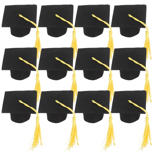 Kisangel 12 Stück Teiliges Abschlussfeier Tortendekorationen Miniatur Bachelorhut mit Quaste Stilvolle Cake Toppers für Graduierungsfeiern für Kuchen und von Kisangel