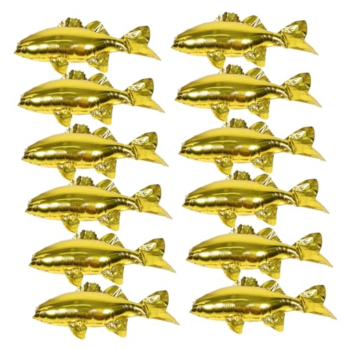 Kisangel 12 Stück Teiliges Große Goldfisch Aluminiumfolie Ballons Langlebig Geformt Meerestiere Partydeko für Kindergeburtstag Strand Tropisches Motto Indoor von Kisangel