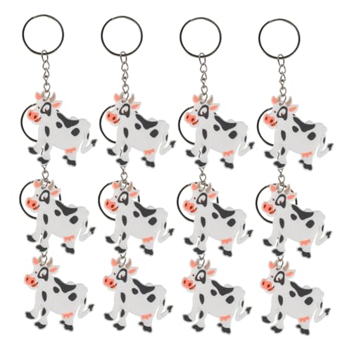 Kisangel 12 Stück Teiliges Kuh Schlüsselanhänger Cartoon Schlüsselring Anhänger Niedlich Farbenfroh Langlebig für Partygeschenke Taschenanhänger Charmant von Kisangel