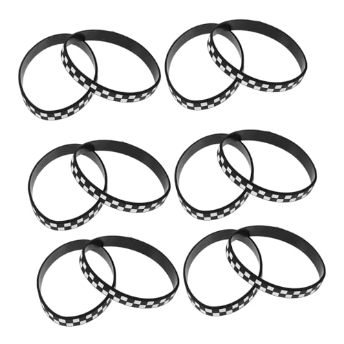 Kisangel 12 Stück Teiliges Silikonarmband mit Schwarz Weißem Karomuster Leichtes Komfortables Themen Wristband für Sportevents Partys und Fans Unisex Passend von Kisangel