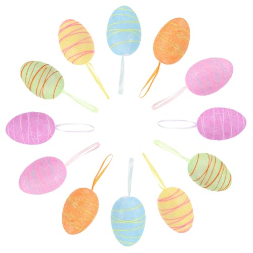 Kisangel 12Stücke Mini Ostereier Dekoration aus Festliche Tischdeko für Osterfeiern Kreative Bastel Ostereier für Dekoration und von Kisangel