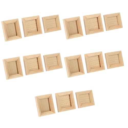 Kisangel 15 Stck Teiliges Mini Holz Bilderrahmen für Puppenhaus Handgefertigte Kleine Fotorahmen Langlebige DIY Miniatur Fotodekoration für Puppenhaus Zubehör von Kisangel