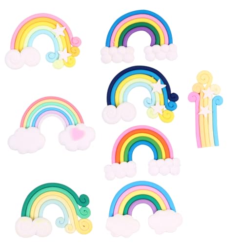 Kisangel 16 Stück Regenbogen Handgefertigtes Patch Aufkleber Aus Scrapbook-sticker Selber Machen Polymer-ton Bunt von Kisangel