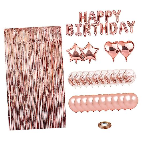 Kisangel 1Satz Geburtstagsballons Dekorationsset Rosen Luftballons Happy Birthday Folienballon Herz Und Sternballons Pailletten Luftballons Latexballons von Kisangel