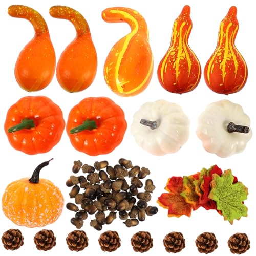 Kisangel 1Satz Künstliche Kürbisse Für Herbstdekoration Teiliges Deko Mit Ahornblättern Und Partydekoration Für Erntedankfest Und Halloween von Kisangel