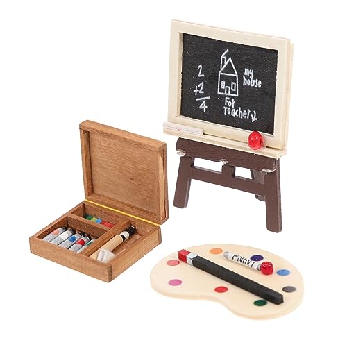 Kisangel 1Satz Mini House Blackboard Teiliges Dekorationsset Für Puppenhäuser Einschließlich Staffelei Schwarzem Malbox Für Kreative von Kisangel