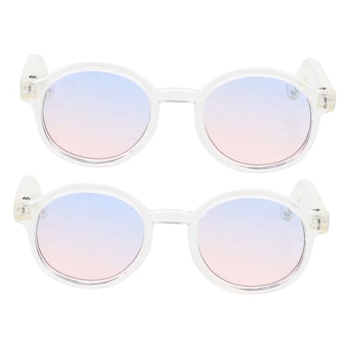 Kisangel 2 Paare Puppe Mini-Brille Gläser Retro UV geformt trendy lustige Brillendekore plastikpuppe Cosplay Brille stylische Puppensonnenbrille Puppe verkleiden Sich Sonnenbrillen von Kisangel