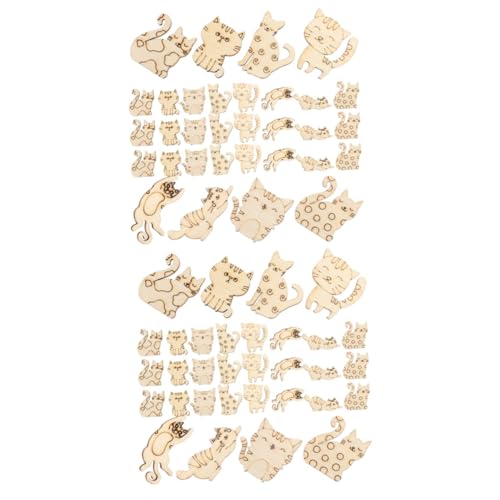 Kisangel 2 Sätze Holzspäne Für Katzen Ausgeschnitten Karikatur Lackierbar Leerzeichen Geformt Handwerk Kind Ausschnitte Katzenmotiv Katze Hölzern 50 Stück * 2 von Kisangel