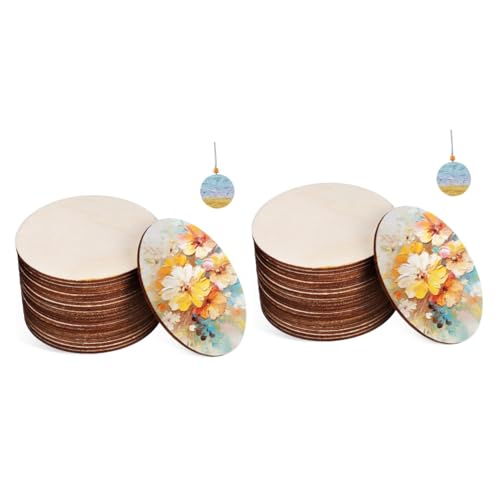 Kisangel 2 Sätze Holzspäne Selber Machen Platten Runde Scheibenverzierung Kreise Loggen Wohnkultur Holzverzierung Runden Holzrunden Zum Basteln Pappel 20 Stück * 2 von Kisangel