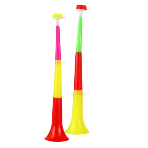Kisangel 2 Stück Bunte Tragbare Kunststoff Trompeten mit Dreiteiligem Teleskop-Design Laute Fußball-Spiel Geräuschmacher für Party und Fan-Cheer Praktische Jubelhörner von Kisangel