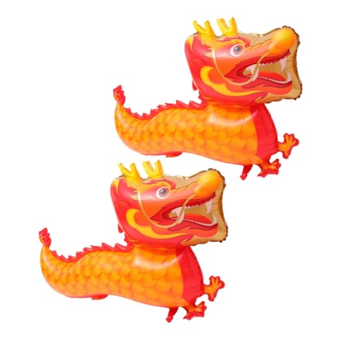 Kisangel 2 Stück Drachen Luftballons Orange Langlebige Partydekoration für Neujahrsfeiern Vielseitig Einsetzbar für Familienfeste Frühlingsfest mit Authentischem Drachenmotiv von Kisangel