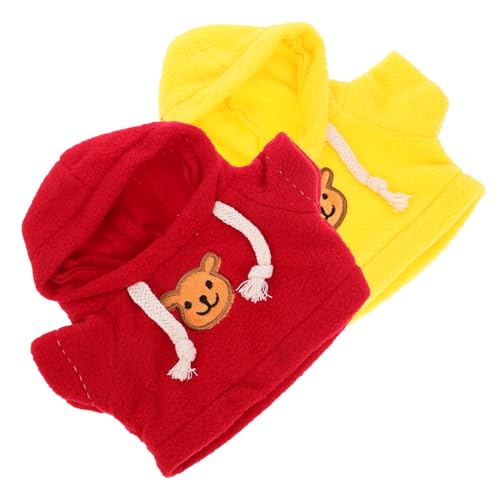 Kisangel 2 Stück Teiliges Plüschbär Kostüm Weiche Austauschbare Puppen Hoodies in Gelb und Rot Stoffbär Kleidung für Dekoration und Bequeme Plüsch Tier Outfits von Kisangel