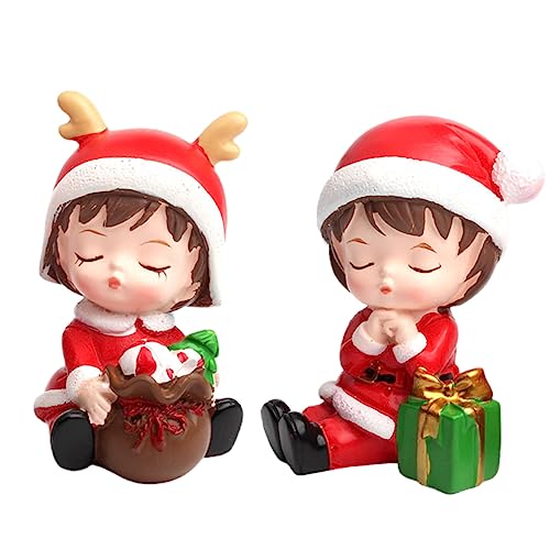 Kisangel 2 Stück Weihnachtliche Resin Cake Dekoration Junge Mädchen Figuren Geburtstagstorte Ornament Party Kuchendeko Langlebig und Detailreich von Kisangel
