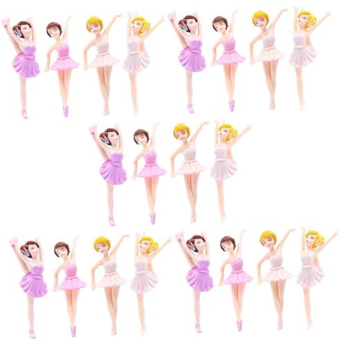Kisangel 20 Stck. Teiliges Ballerina Mädchen Tortendeko Elegante Weiße und Violette Figuren Langlebige Party Dekoration für Geburtstagskuchen und Babyparty Zubehör von Kisangel