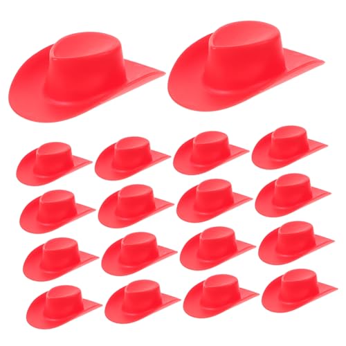 Kisangel 20 Stück Cowboyhutspielzeug Hut Für Puppen Puppenhüte Miniaturhüte Für Partys Kleiner Cowboyhut Miniaturhut Kleine Hüte Zum Basteln Mini-hüte Mini-Sachen Mini-Hut Plastik Rot von Kisangel