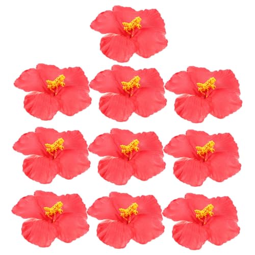 Kisangel 20 Stück Künstliche Hibiskusblüte Hibiskusblüten Künstliche Blumen Hibiskus Sommerliche Blumendekorationen Kunstblumen Zum Basteln Sommer Künstliche Blumen Eva Rot von Kisangel