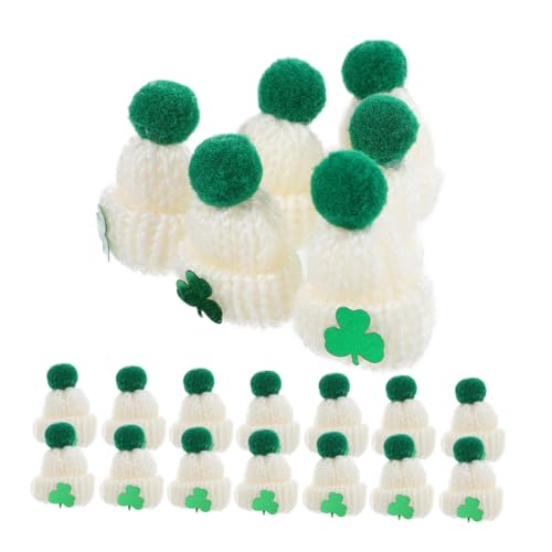 Kisangel 20 Stück Mini Wollhutschmuck Puppenhut Minihüte zum Basteln Zubehör für Minihüte Patricks Day Dekorationen entzückende Puppenhüte dekorative Strickmützen Garn von Kisangel