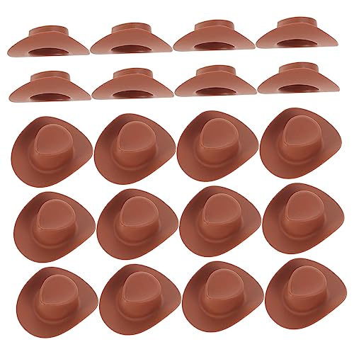 Kisangel 20 Stück Miniaturer Cowboyhut aus Kunststoff Kleine Puppenhüte für Bastelprojekte Verkleidung Dekoration für Geburtstagsfeiern Besondere Anlässe von Kisangel