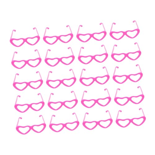 Kisangel 20 Stück Puppenbrille Mädchenpuppe Herz Mein Leben Puppenzubehör Winzige Gläser Puppe Zubehör Für Puppenkostüme Brille Puppe Mini-Brille Rosa Plastik von Kisangel