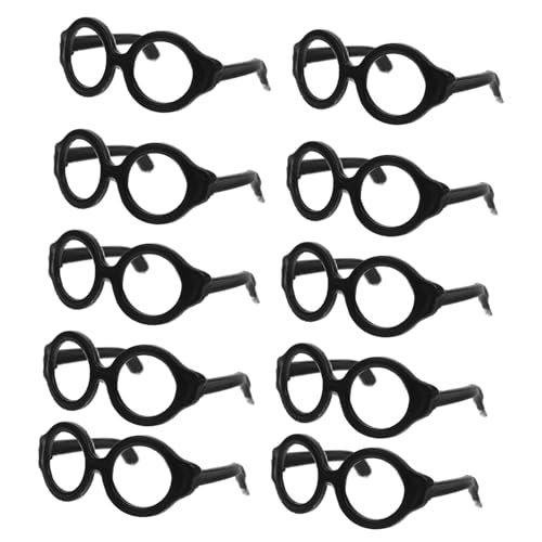 Kisangel 20 Stück Puppenbrille Puppenzubehör lustige Brillendekore Puppenverkleidungsbrille Brille zum Anziehen der Puppe dekorative Glasdekore Plastik Black von Kisangel