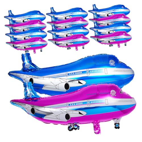 Kisangel 20 Stück Teiliges Folienflugzeug Luftballons Aluminiumfolie Geburtstag Partydeko Blau Rosa Motiv Flugzeug Design für Themenveranstaltungen von Kisangel