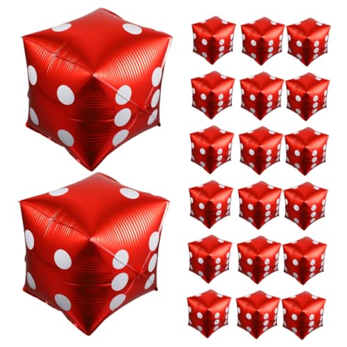 Kisangel 20 Stück Teiliges Würfel Luftballons aus Aluminiumfolie Glänzende Würfelform Party Deko für Herren Geburtstagsfeier Leichte Vielseitige Würfelballons für Festival und Themenpartys von Kisangel