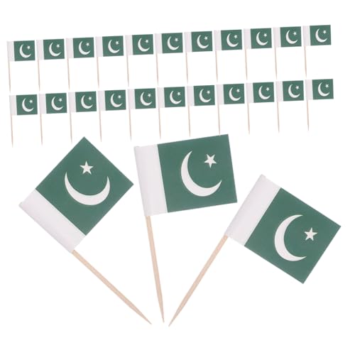 Kisangel 200 Stück Zahnstocher Mit Pakistanischer Flagge Salatspieß Dessertspieße Cupcake Topper Holz Cocktailspieß Miniatur Pakistan Flagge Kleine Vorspeisenspieße Aus Holz Grün von Kisangel