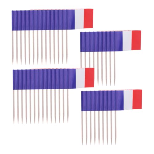 Kisangel 200Stücke Frankreich Flaggen Zahnstocher Für Partydekorationen Mini Flaggen Für Cocktail Picks Wüstenfrüchte Picks DIY Kuchen Deko Cupcake Toppers Nationalfeiertag von Kisangel